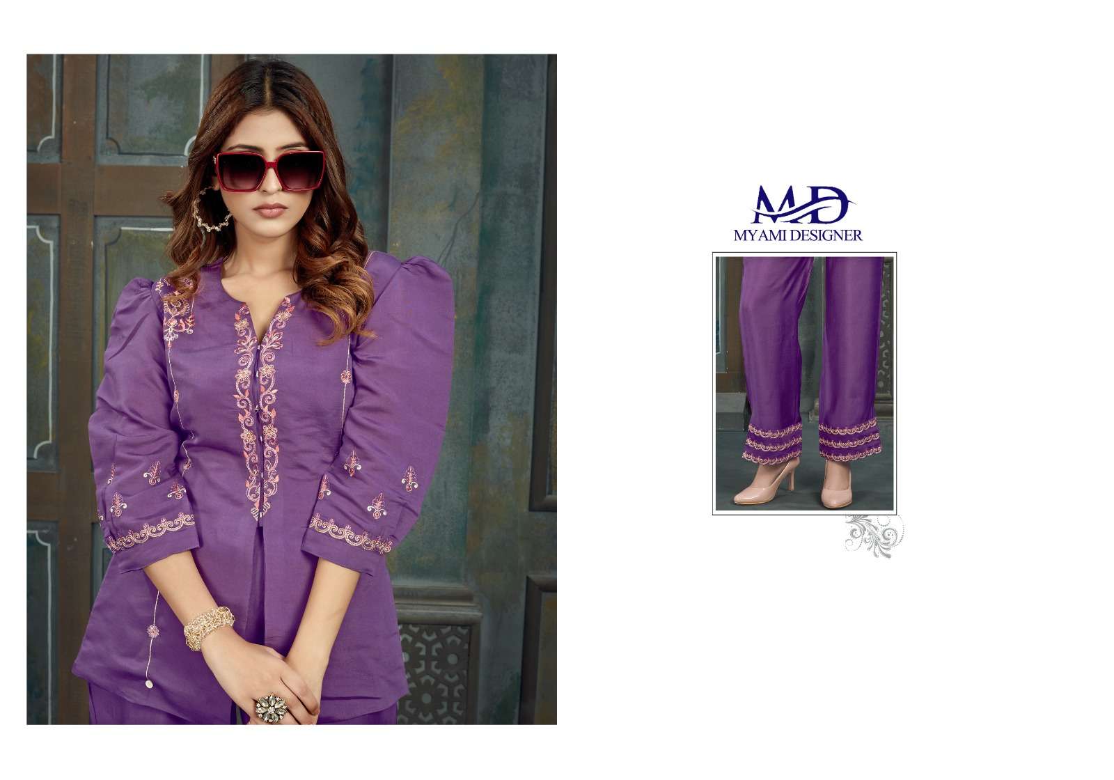 CORD SETS VOL 2 VISCOSE EMBROIDERY WORK DESIGNER TOP WITH PANT CO ORD SET BY MIAMI DESIGNER BRAND 115 C2